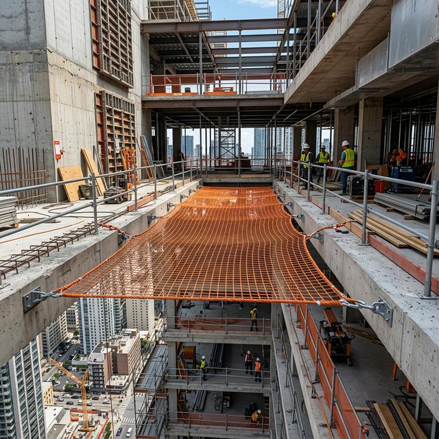 Close up of construction site safety mesh